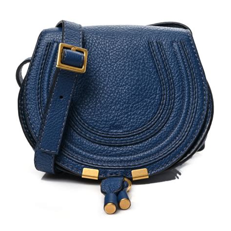 CHLOE Calfskin Mini Marcie Round Crossbody Bag Royal Navy 